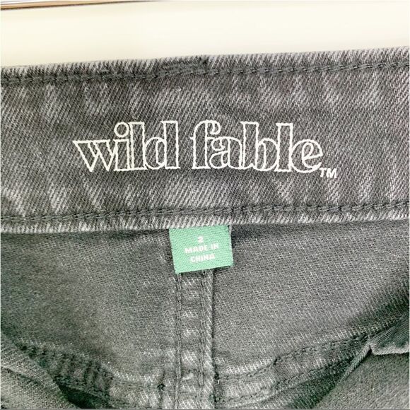 NEW Wild Fable Women's Black Mini Distressed Split Front Jean Skirt Size 2 - Picture 7 of 10